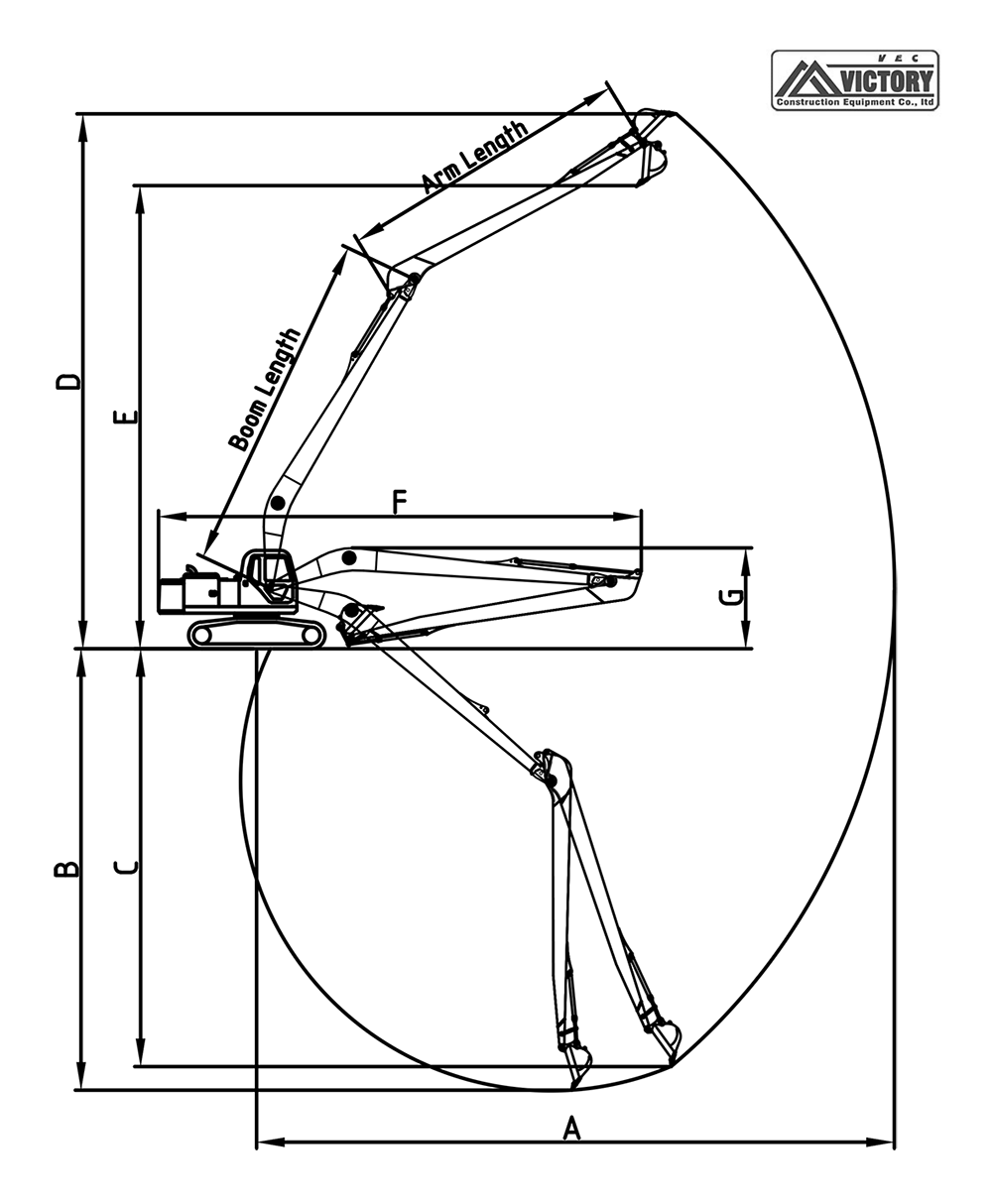 long reach excavator arm drawing
