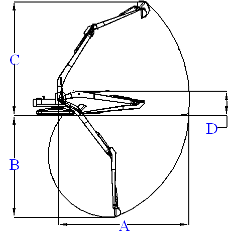 excavator long reach boom arm drawing