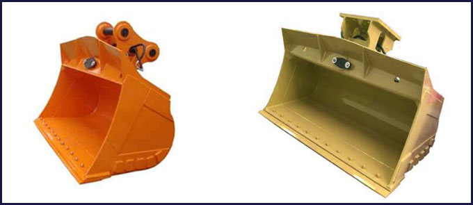 tilt bucket with spill guard and side wearing block